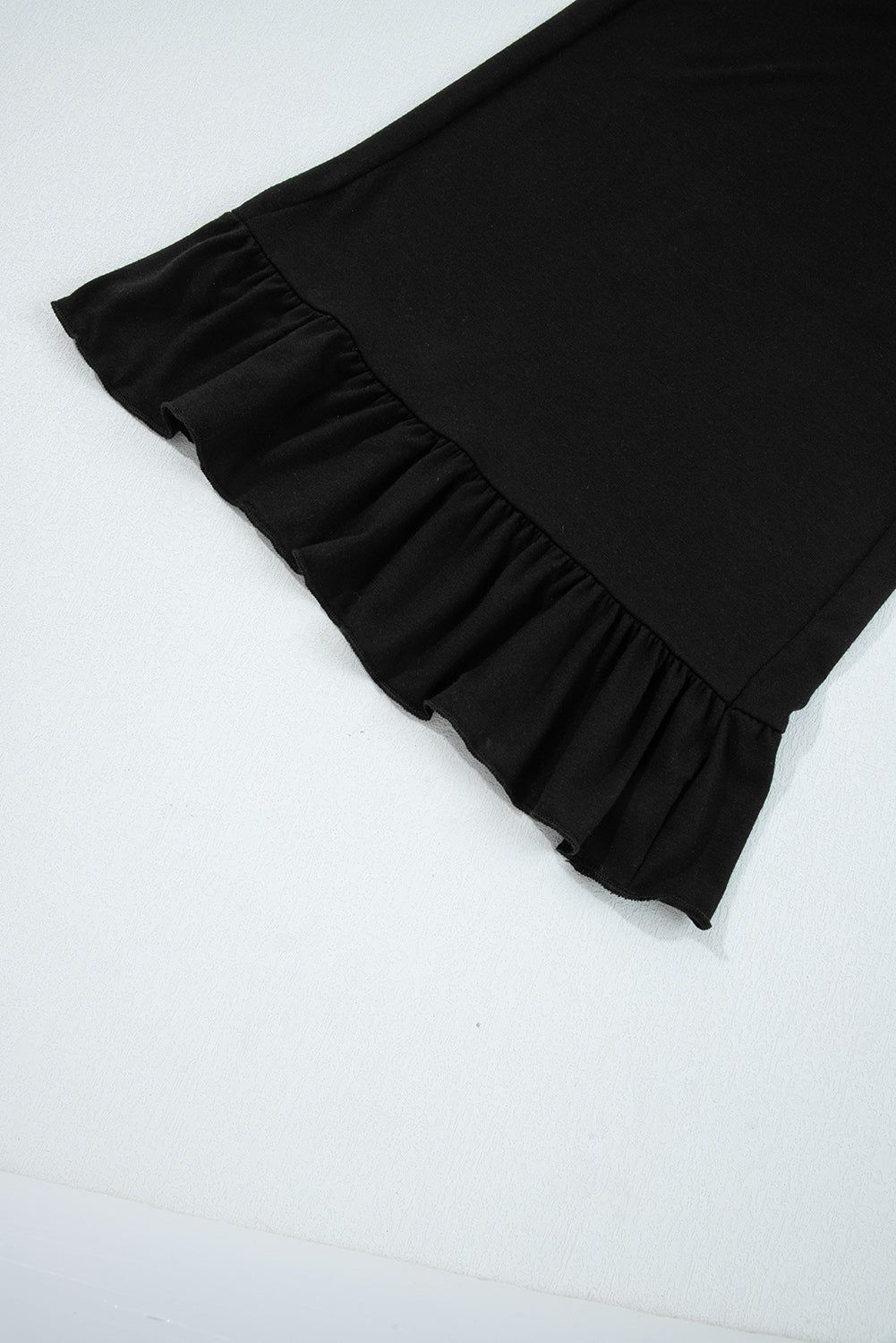Black Ruffled Wide Leg Pull On High Waist Pants with Pockets - Loving It Shop