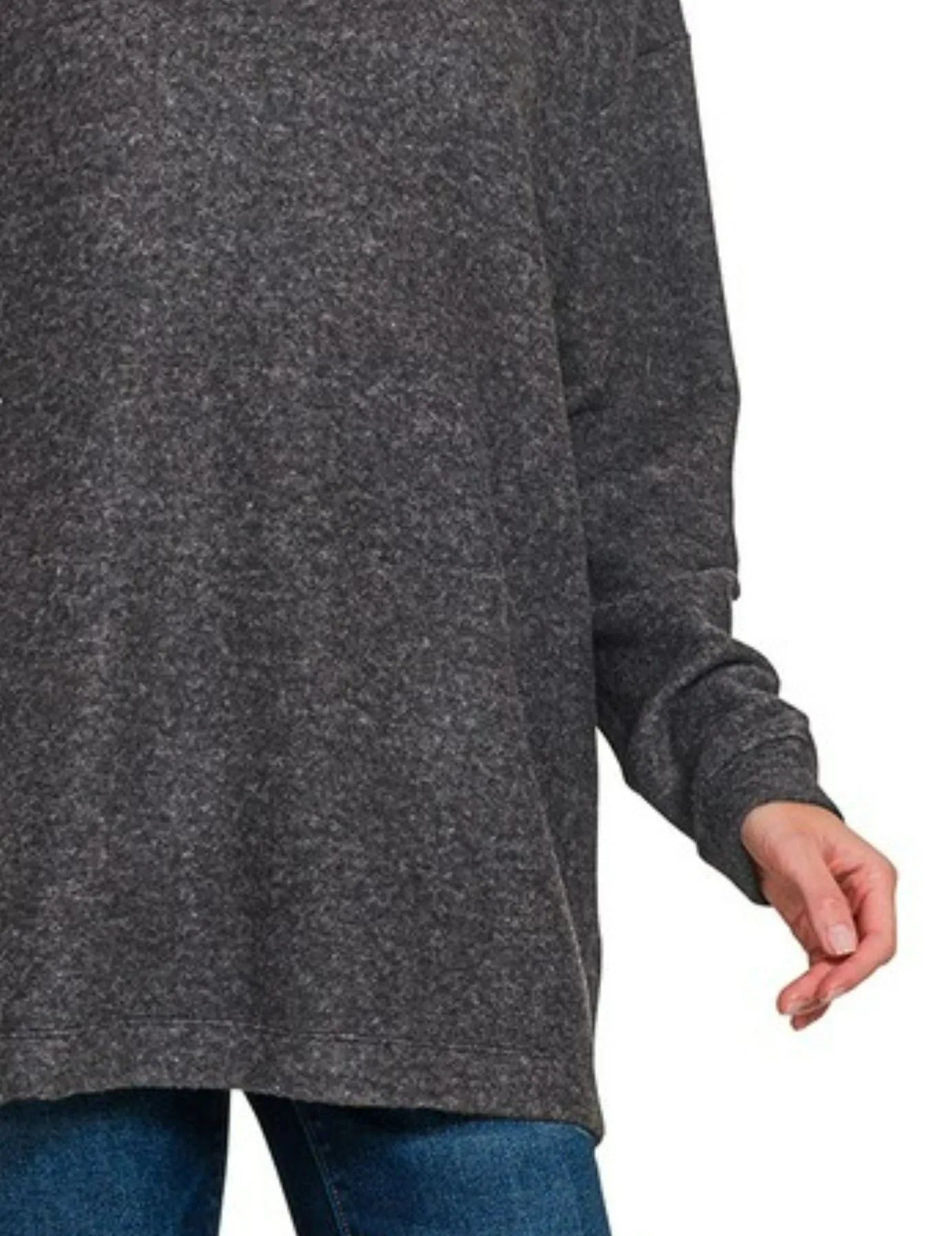 Hooded Brushed Melange Hacci Sweater