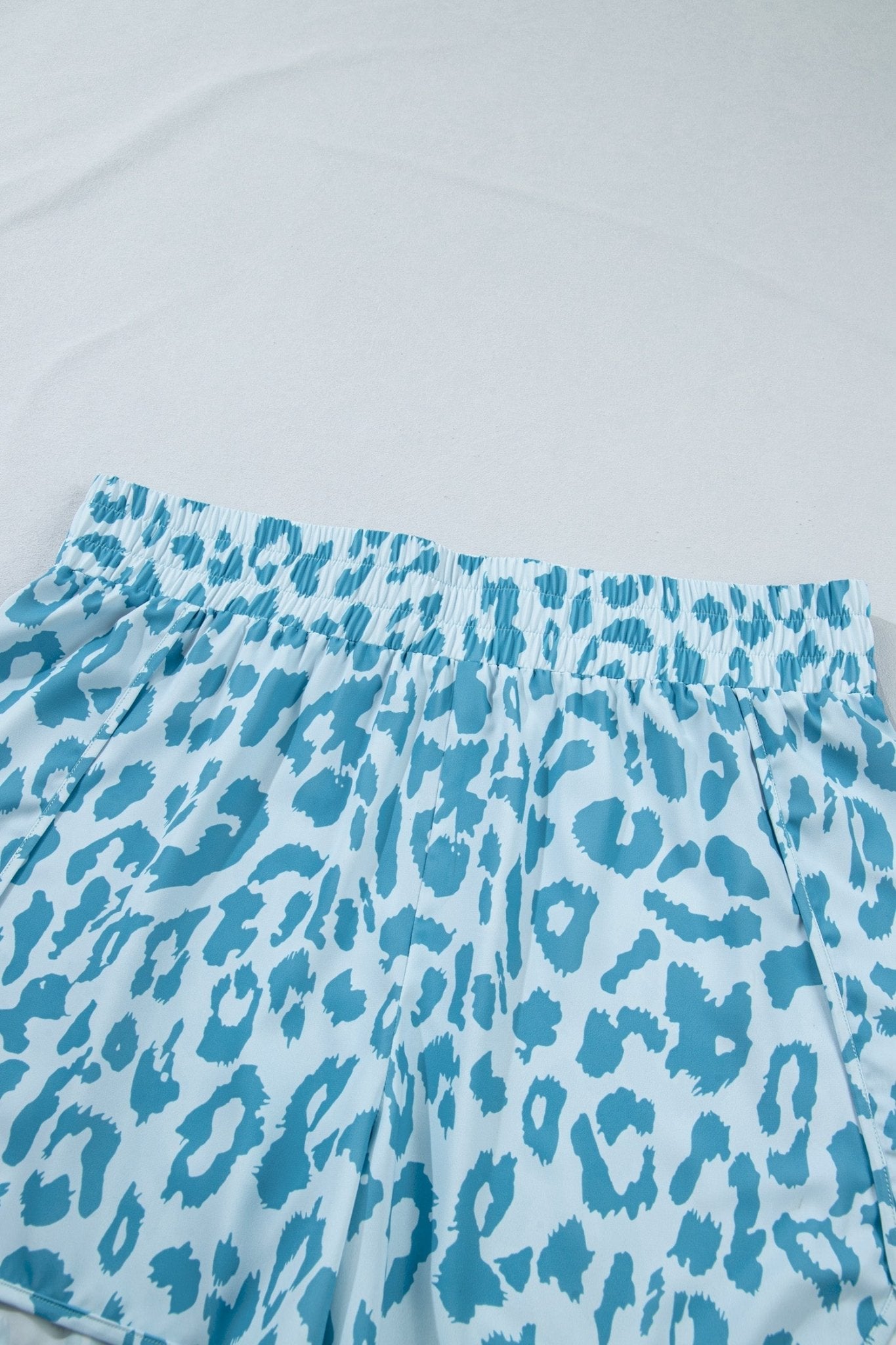 Beau Blue Plus Size Leopard Elastic Waist Athletic Shorts - Loving It Shop