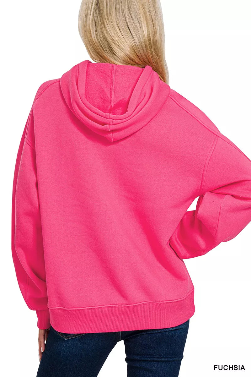 Drawstring Relaxed Fit Fleece Hoodie