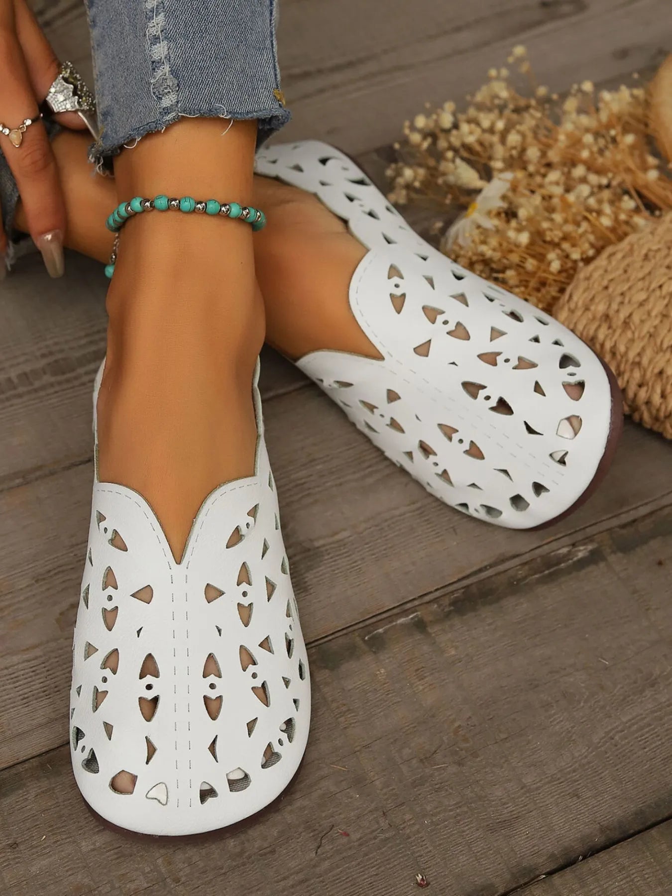Perforated Leather Slip - On Loafers - Loving It Shop