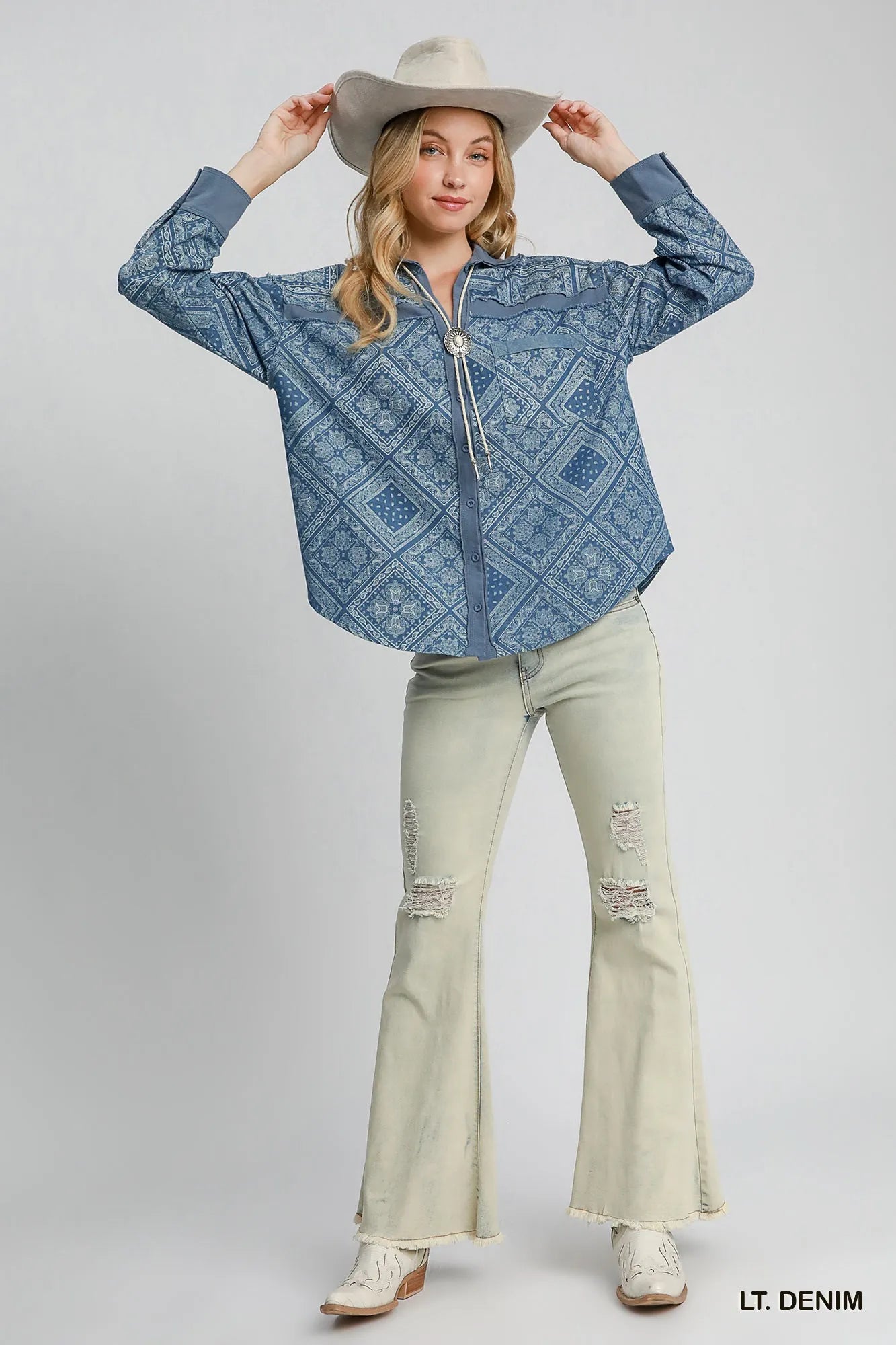 Paisley Print Denim Shirt Jacket