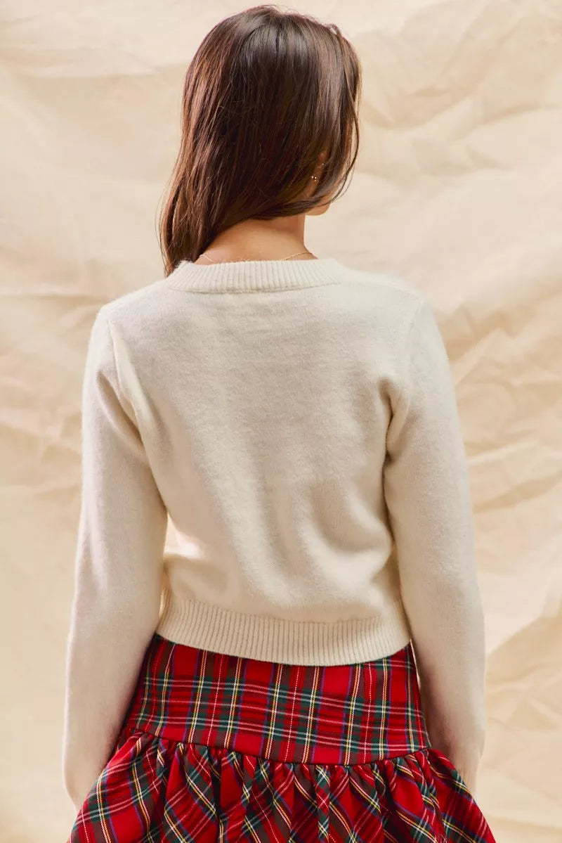 Christmas Candy Cone Cropped Sweater
