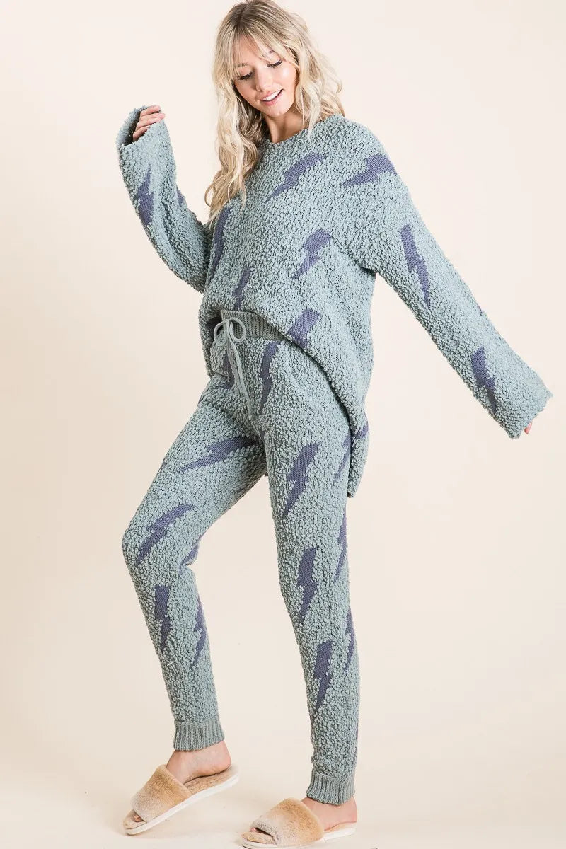 Cozy Soft Hairy Popcorn Sweater Pants