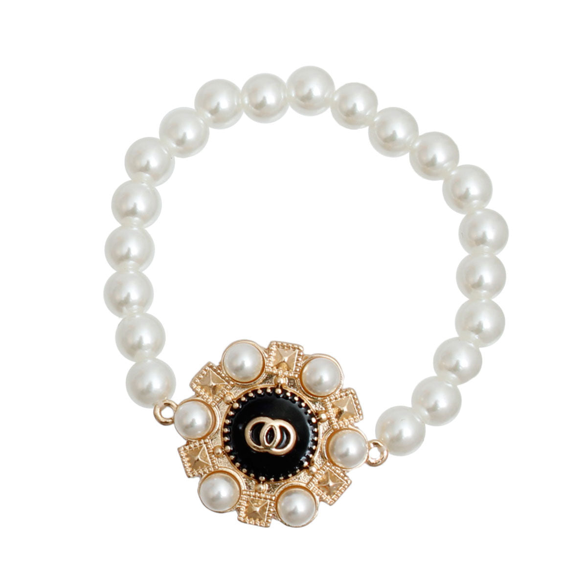 Infinity Bracelet with Cream Pearl Studs – Stylish Fashion Jewelry Accessory