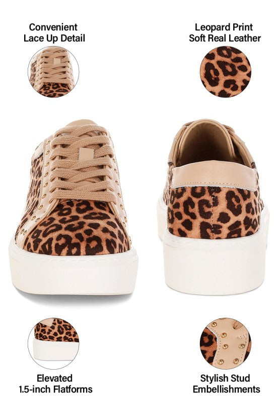 Flippin Studded Leopard Print Chunky Sneakers