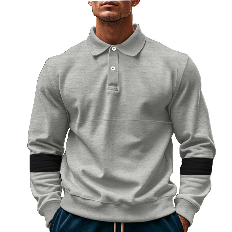 Fashion Long-sleeved Lapel Polo Shirt With Button Men&