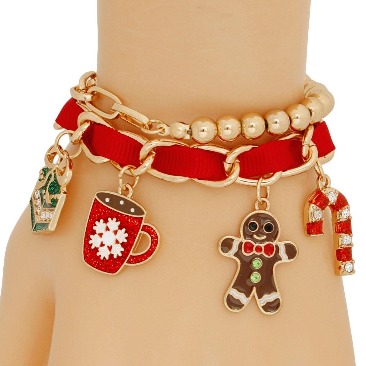 Bracelets Red Xmas Cocoa Trendy Fashion Jewelry Accessories