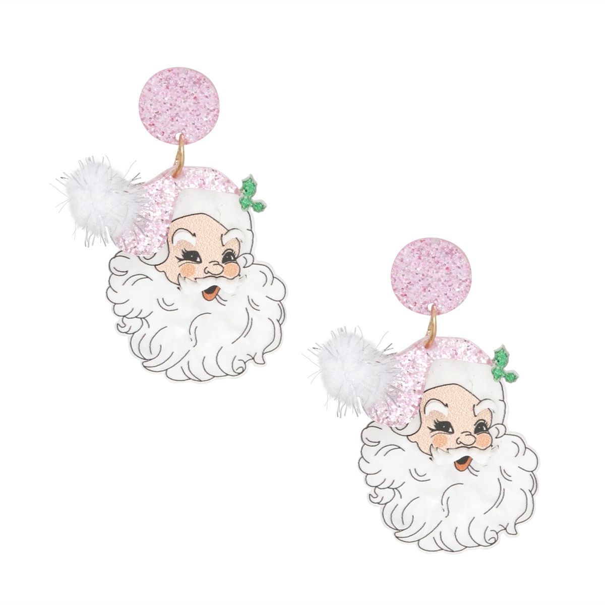 Women’s Statement Pink Santa Hat Drop Earrings Trendy Fashion Jewelry