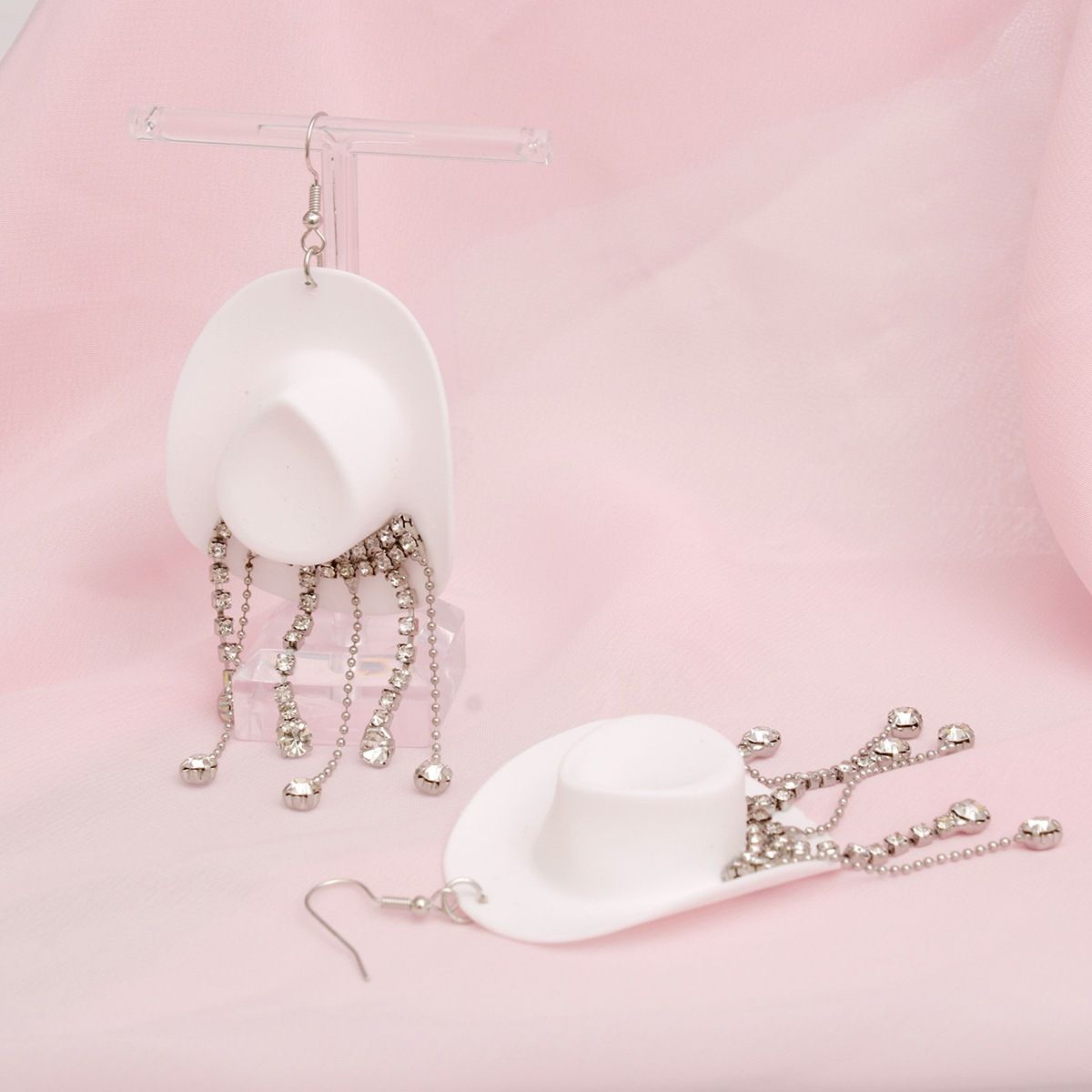 Fringe White Cowgirl Earrings Fish Hook Stylish Statement Jewelry