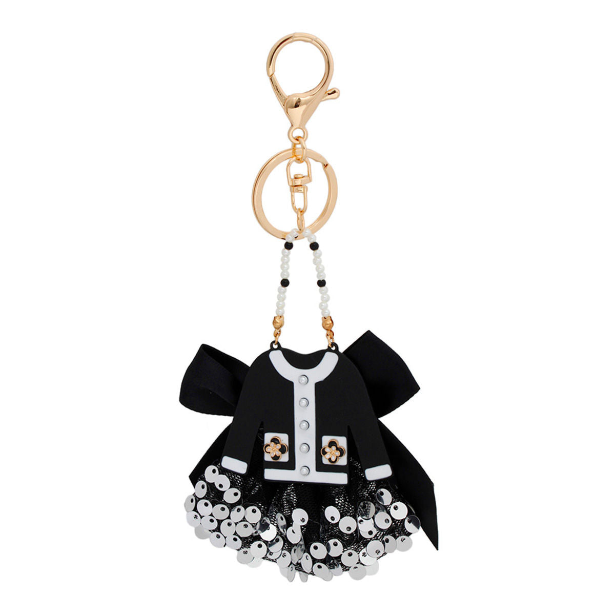 Fashion Keychain Luxe Camellia Sweater Clip Black Stylish Accessory