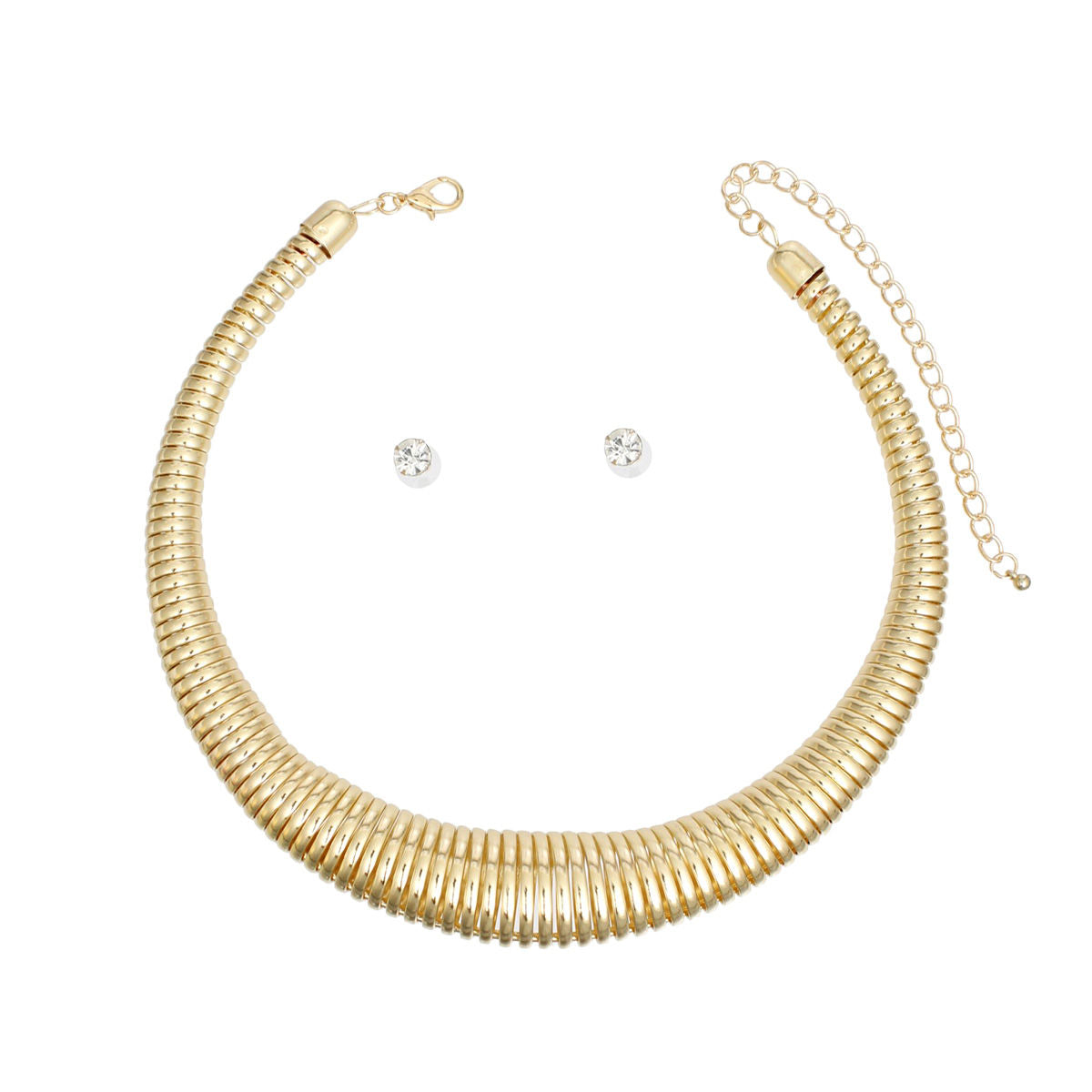 Choker Necklace Gold Spring Coil Stylish Statement for Women