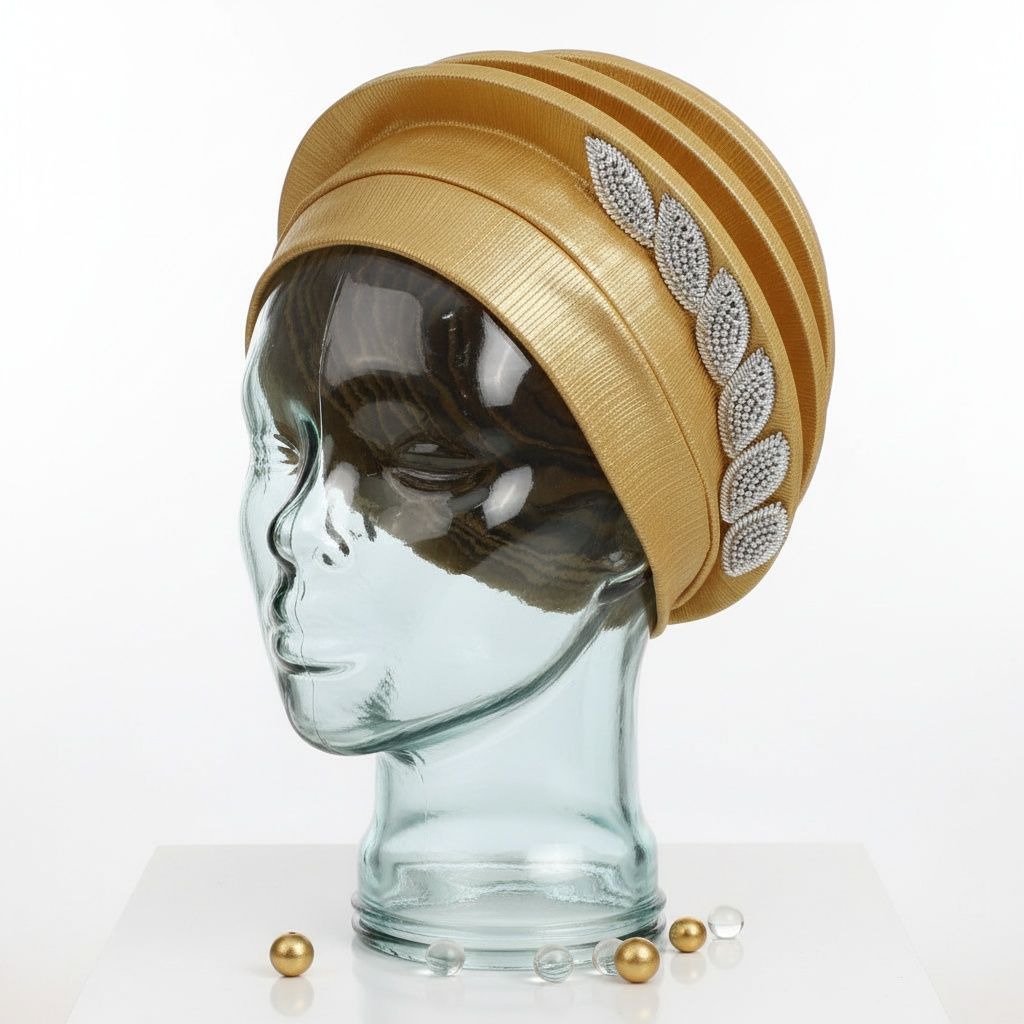Structured Instant Gele Headwrap Gold Dazzling Stylish Fashion Accessory