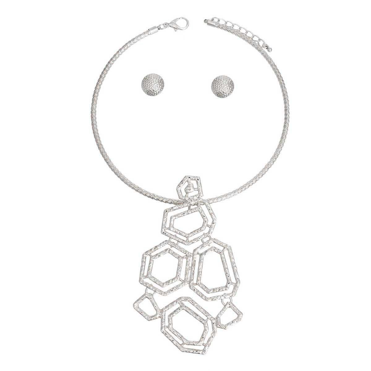 Pendant Necklace Silver Geometric Stylish Statement Jewelry for Women