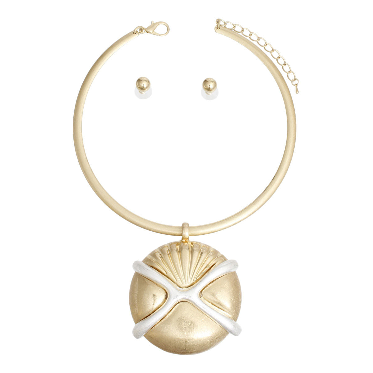 Shell Pendant Choker Set Matte Gold Stylish Women’s Jewelry