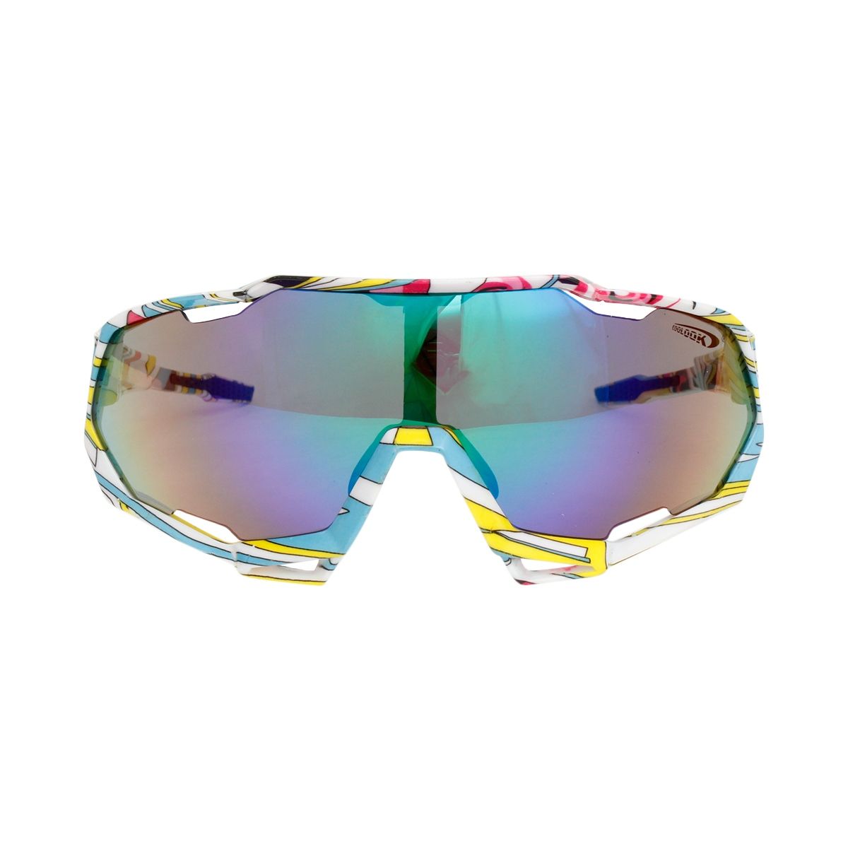 Sport Sunglasses Yellow Graphic Print Mirror Stylish Casual