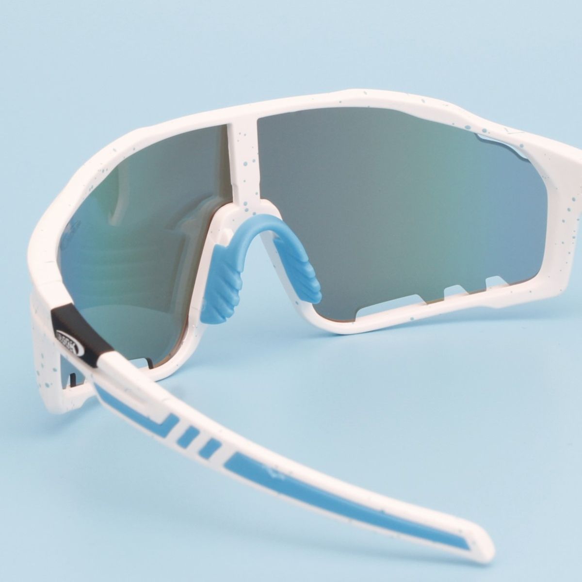 Sport Sunglasses White Splatter Mirror Trendy Eyewear