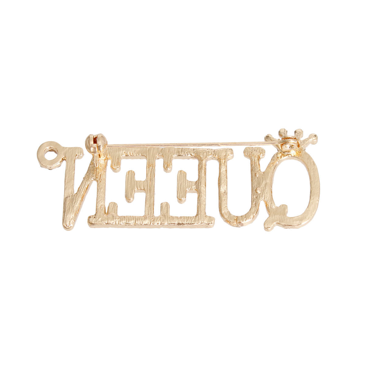 Statement Gold Iced Queen Brooch Stylish Fashion Jewelry Accessory