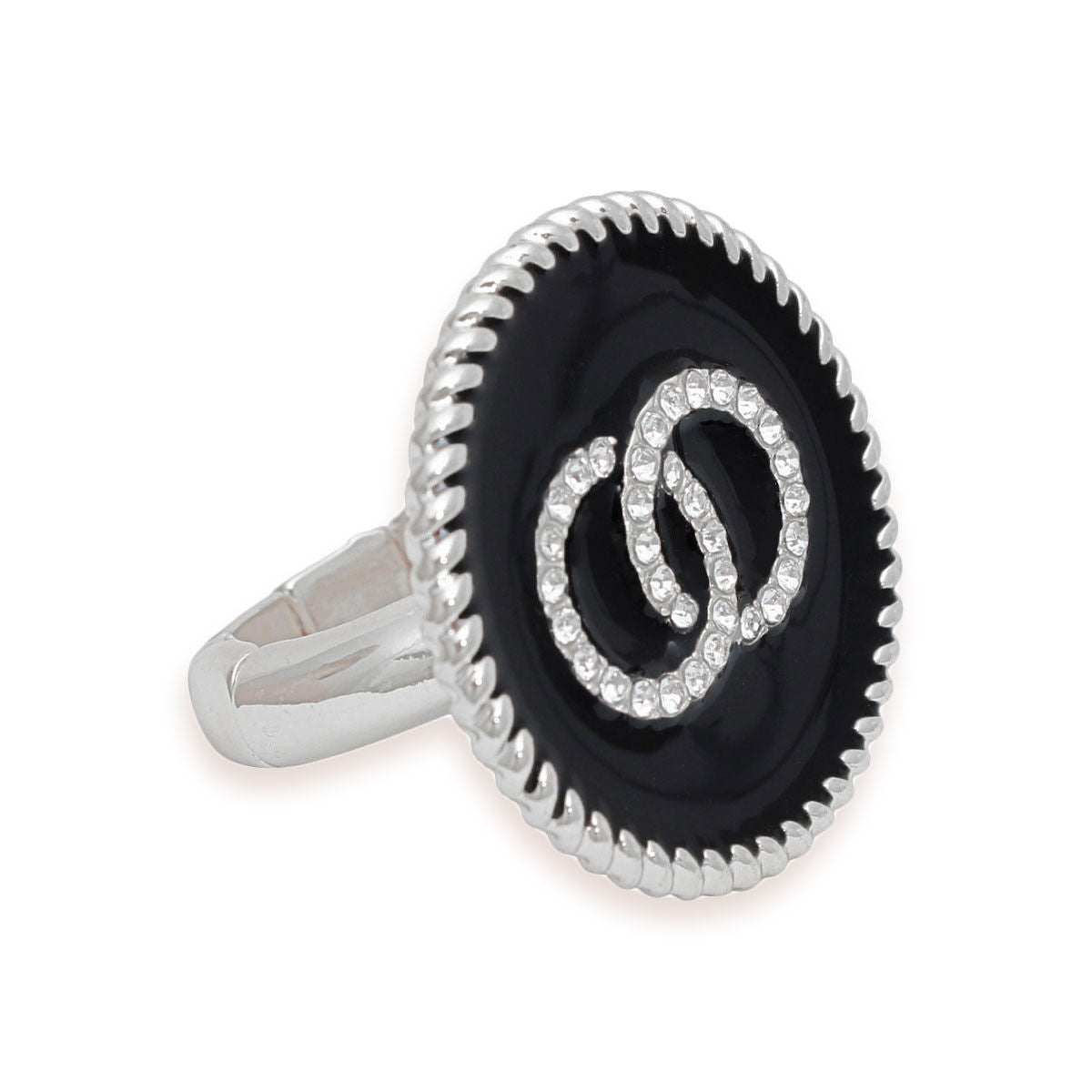 Silver Infinity Charm Ring Black Stylish Fashion Jewelry