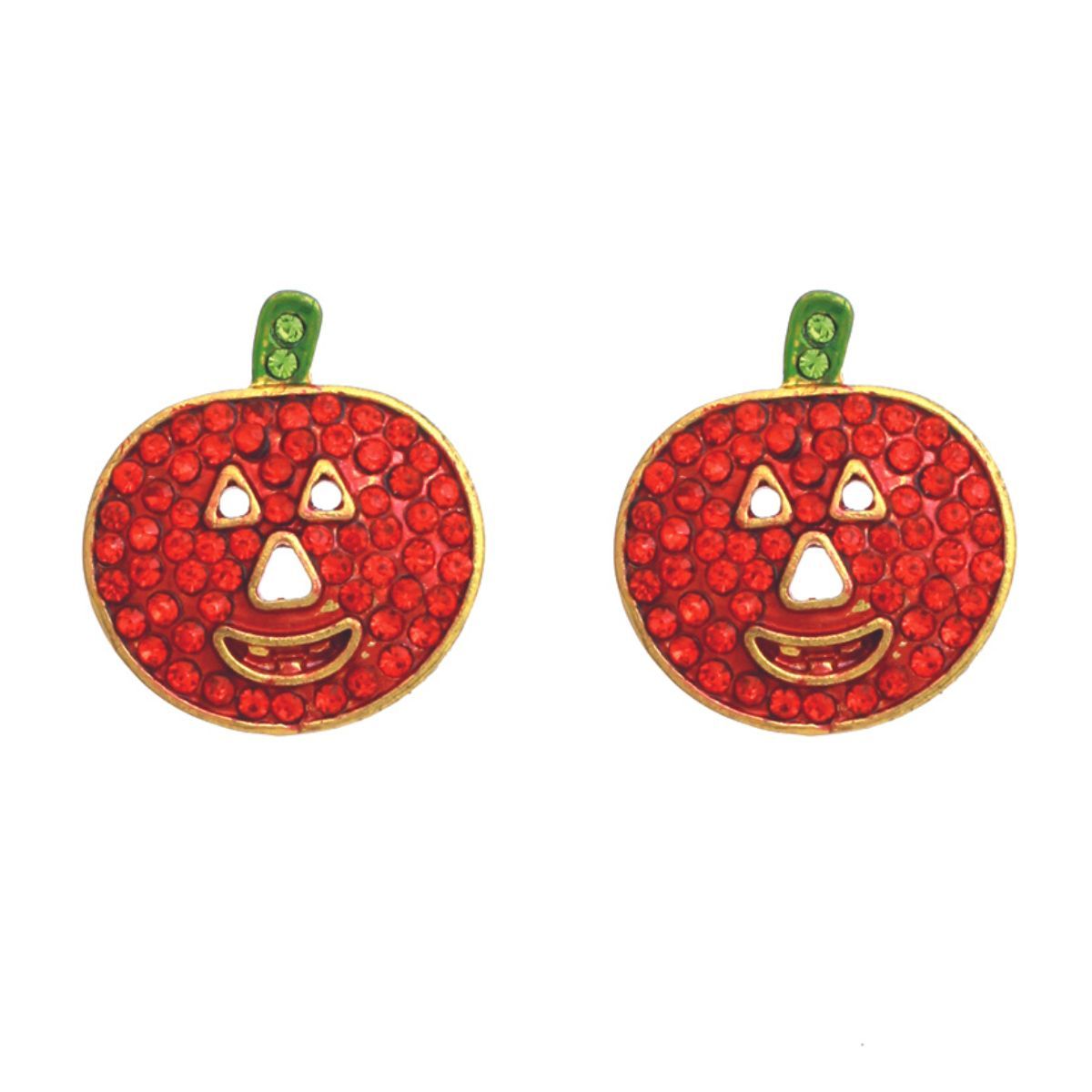 Stud Earrings Orange Jack O Lantern Halloween Statement Studs