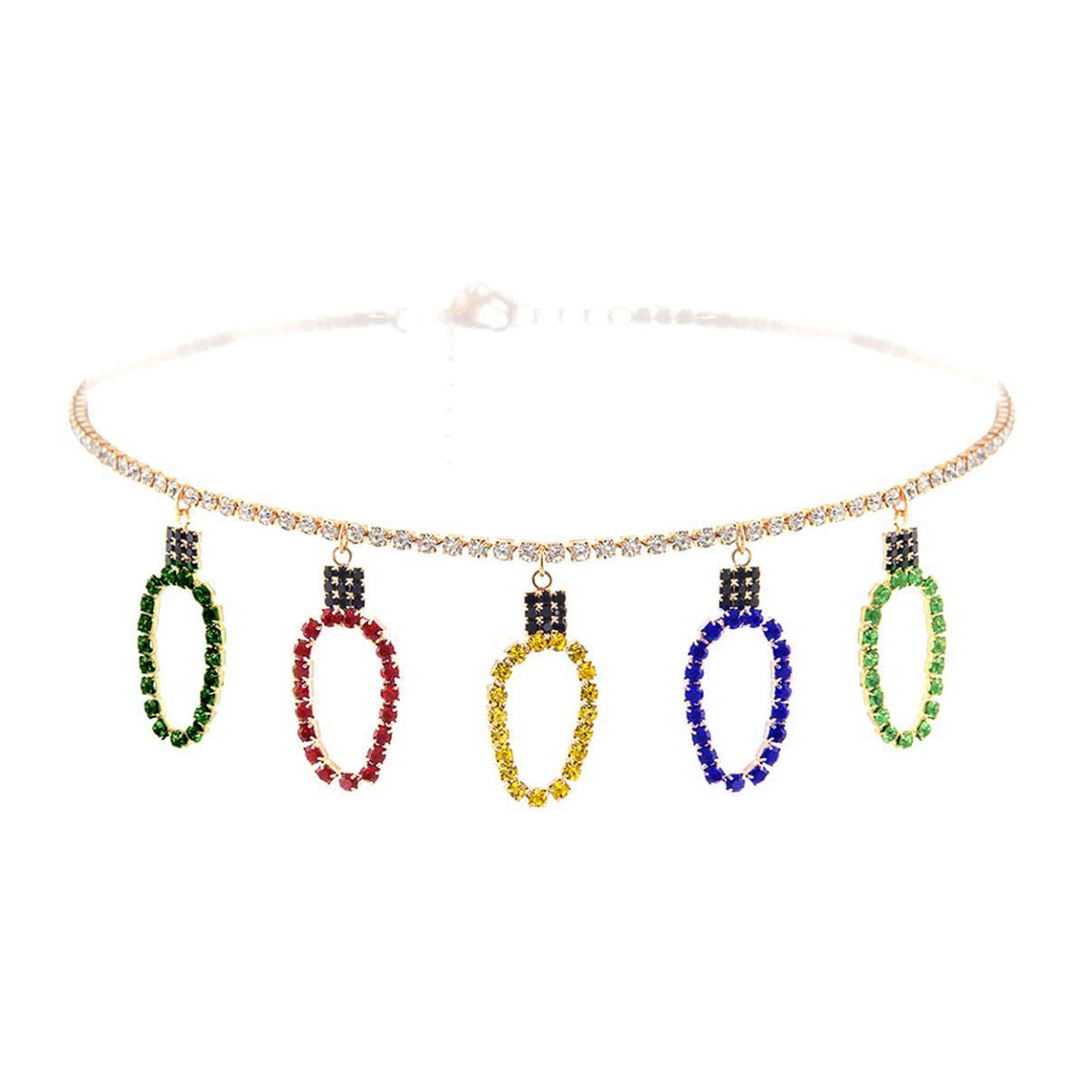 Multi Xmas Light Bulb Choker Necklace Trendy Festive Accessory
