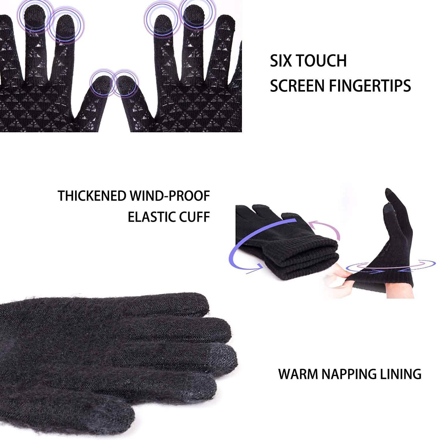 Unisex Knit 360° Whole Palm Touchscreen Antislip Gloves