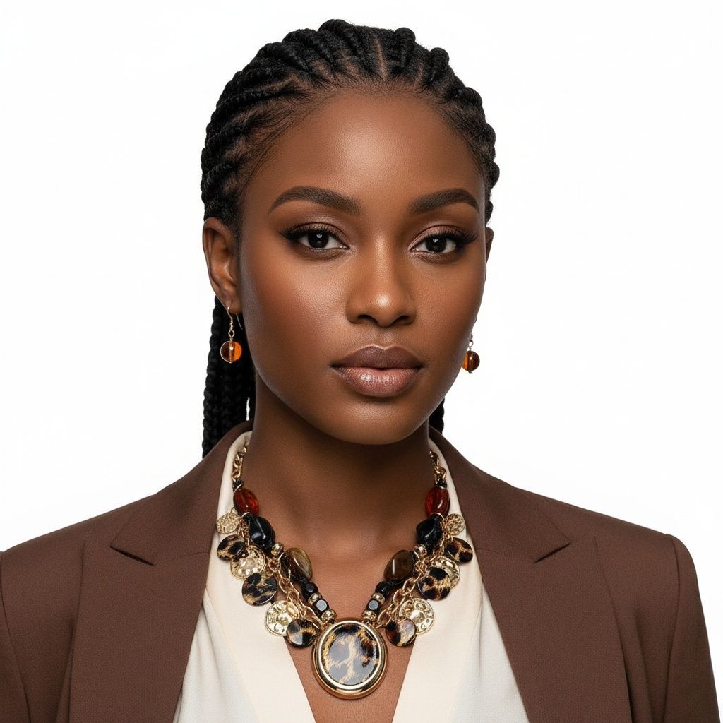 Statement Leopard Gold Disc Pendant Necklace Stylish Artisan Jewelry