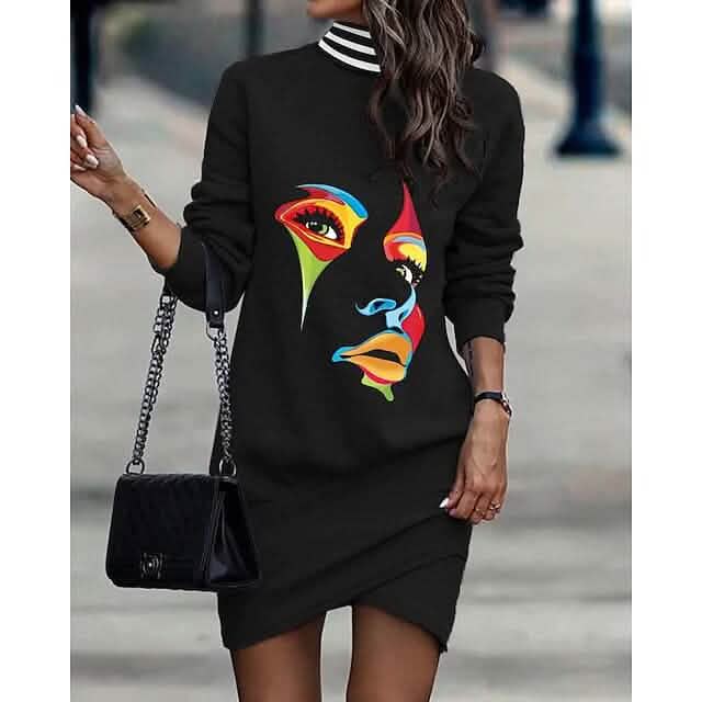 Women‘s Turtleneck Sweatshirt Dress