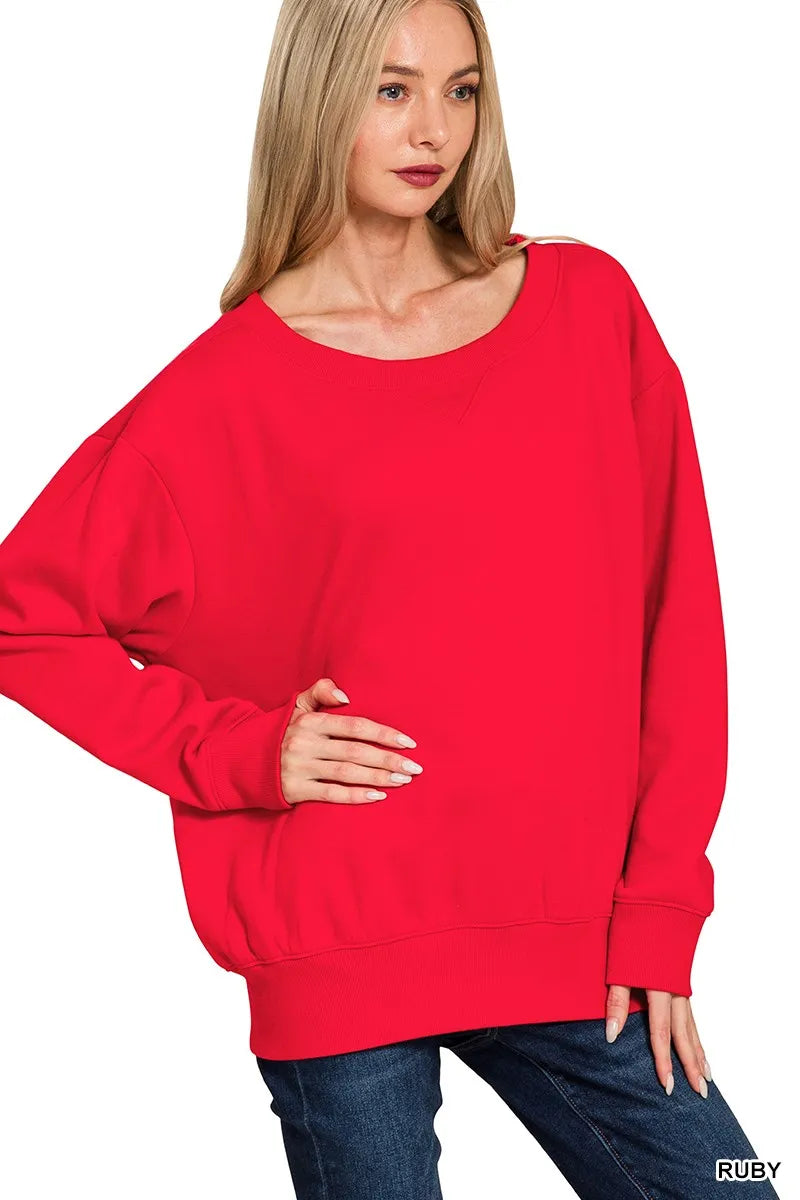 Fleece Boat Neck Sweatshirt