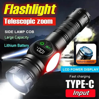 Rechargeable LED Flashlight with 5 Modes &amp; Magnetic Base – Gift Box