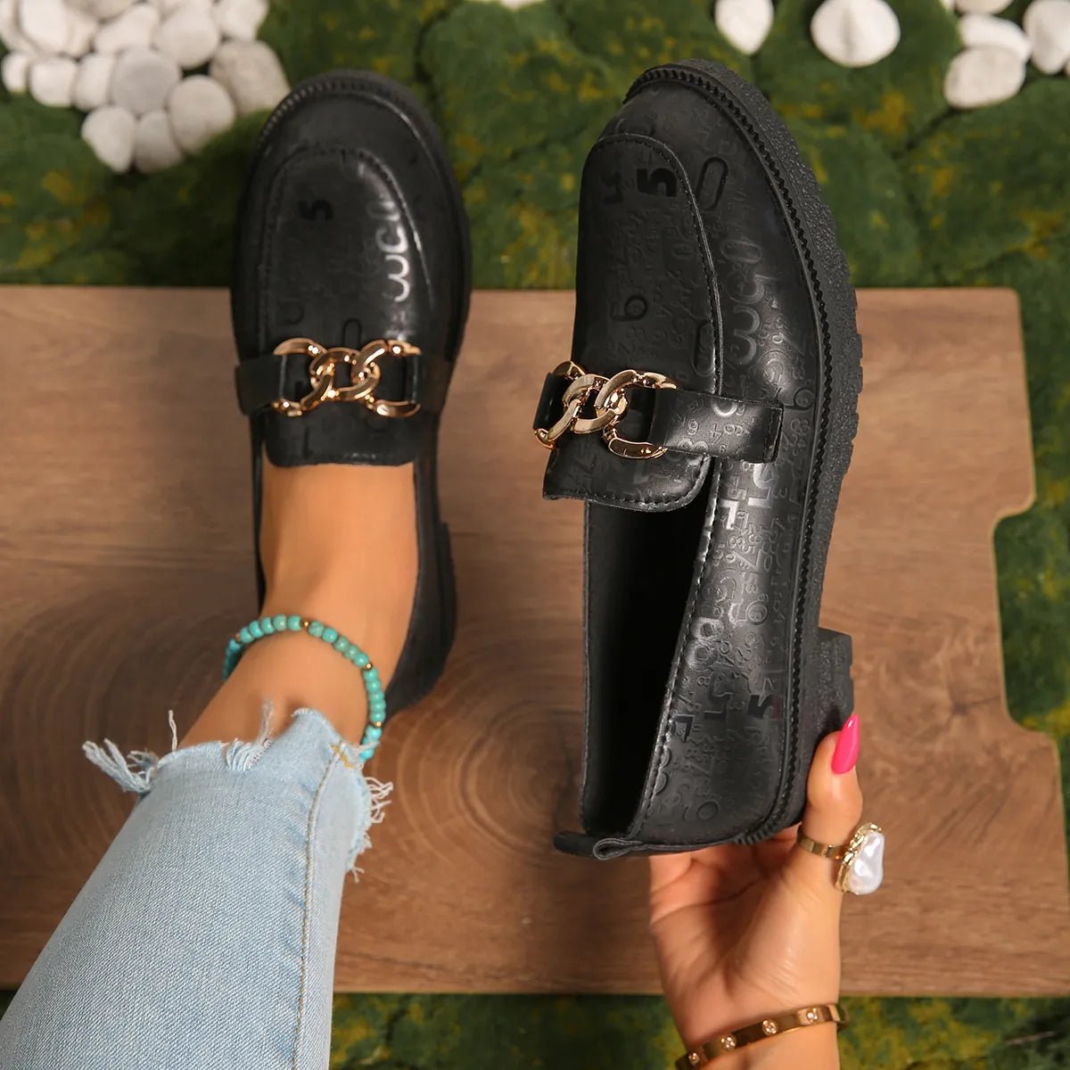Round Toe Block Heels Loafers - Loving It Shop