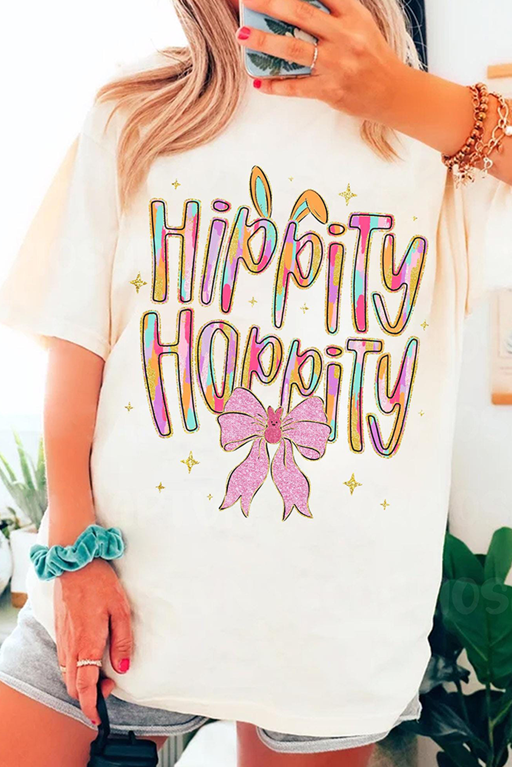 White Hippity Hoppity Graphic Loose Tee - Loving It Shop