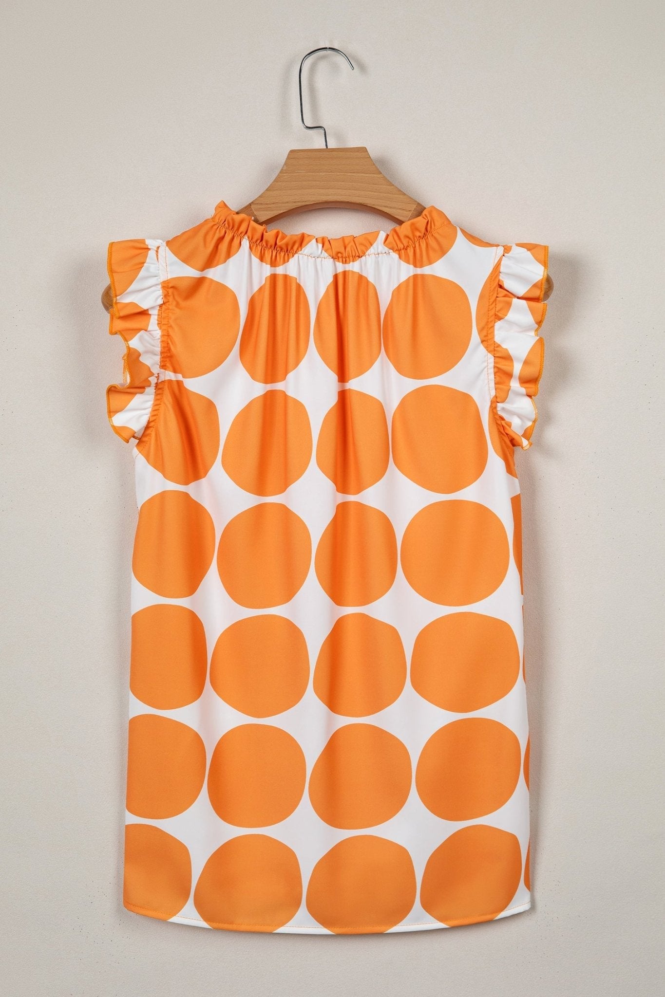 Yellow Polka Dot Print Frilled Round Neck Shift Tank Top - Loving It Shop