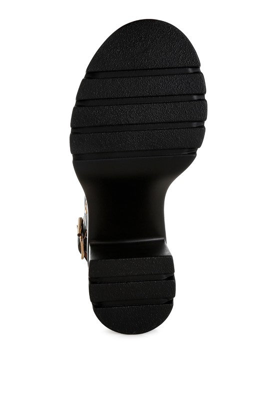 Urla Eyelet Detail Platform Heel Sandals - Loving It Shop