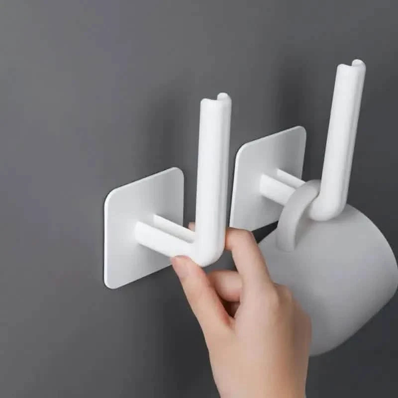 4-Pack: Adhesive Toilet Paper Holder, Wall Mount, White &amp; Black