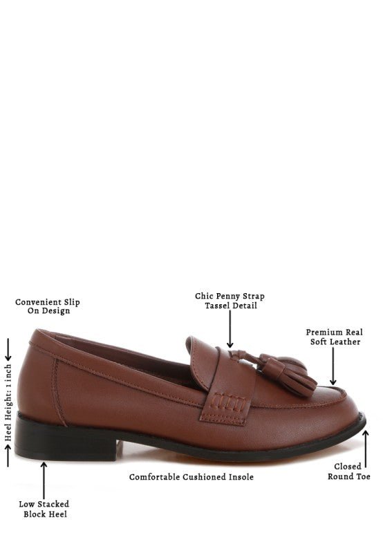 Yelena Real Leather Tassel Loafers - Loving It Shop