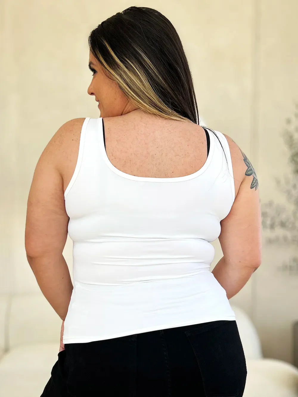 I am a Fashion Junky Full Size Square Neck Wide Strap Tank