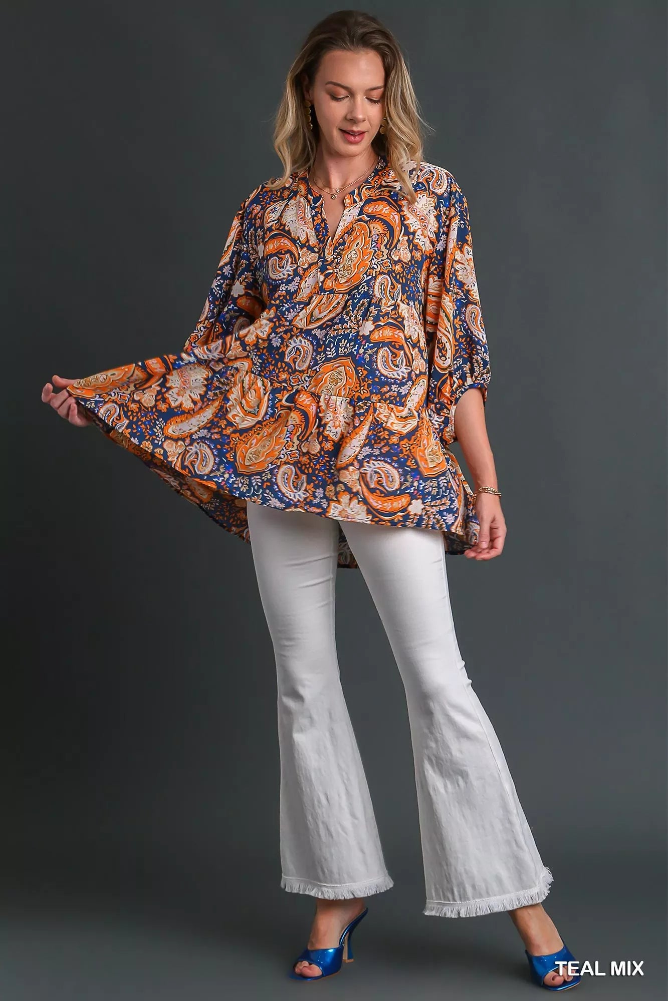 Mix Paisley Boho Tunic Blouse
