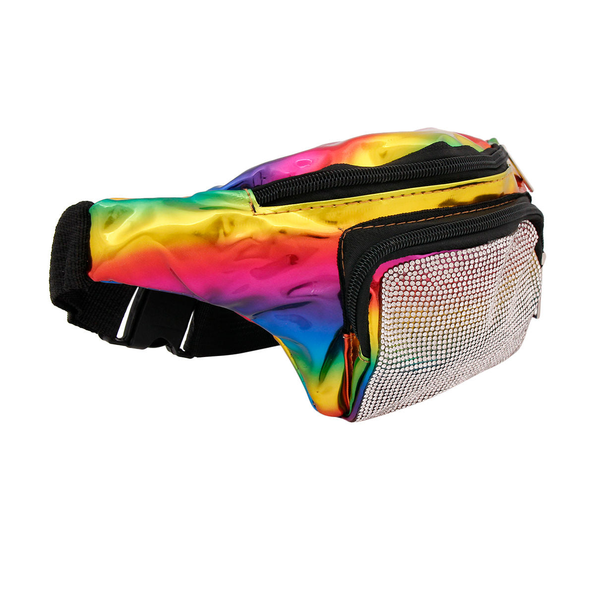 Fanny Pack Rainbow Rhinestone Statement Accessory Trendy Chic