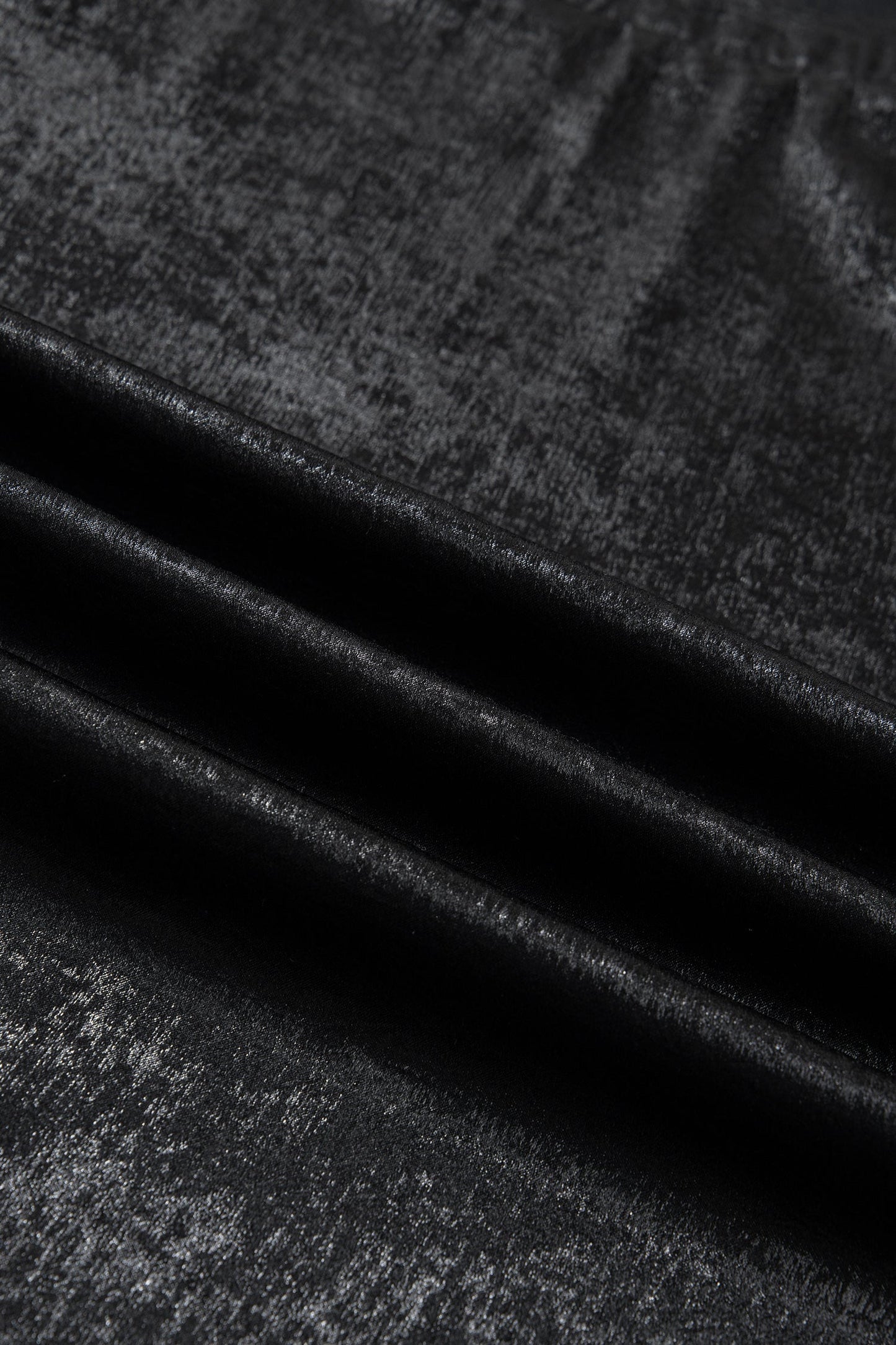 Black Metallic Round Neck Cap Sleeve Tee