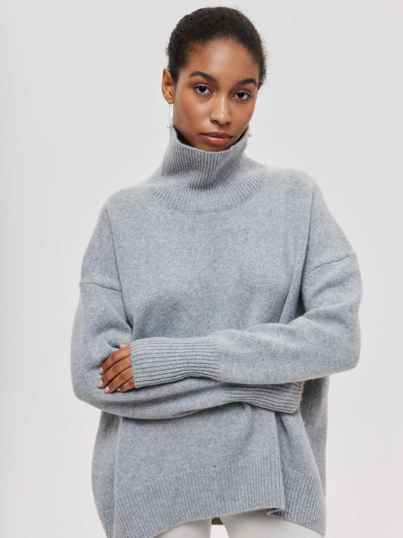 Winter Turtleneck Sweater Ins Solid Color Long Sleeve Pullover Top Women&