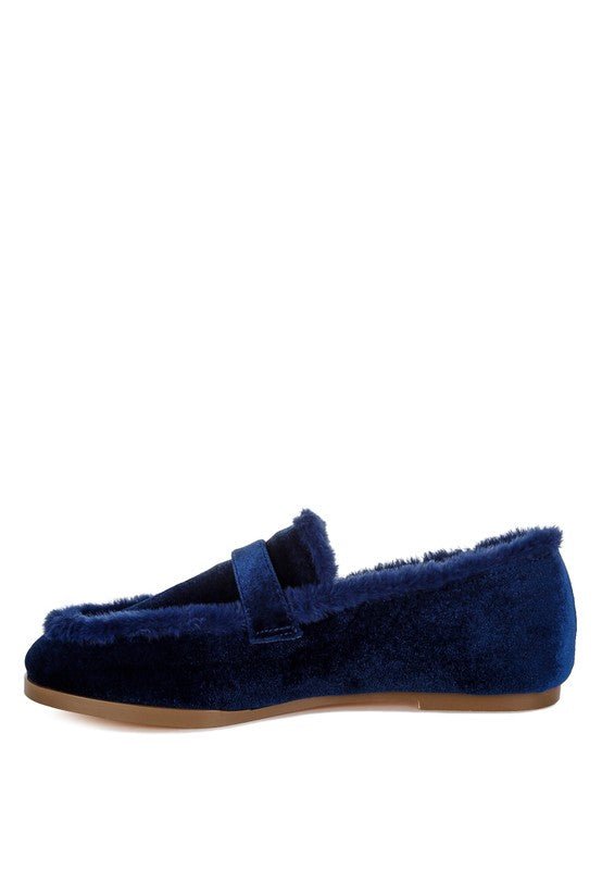 Bastian Fur Detail Velvet Loafers - Loving It Shop