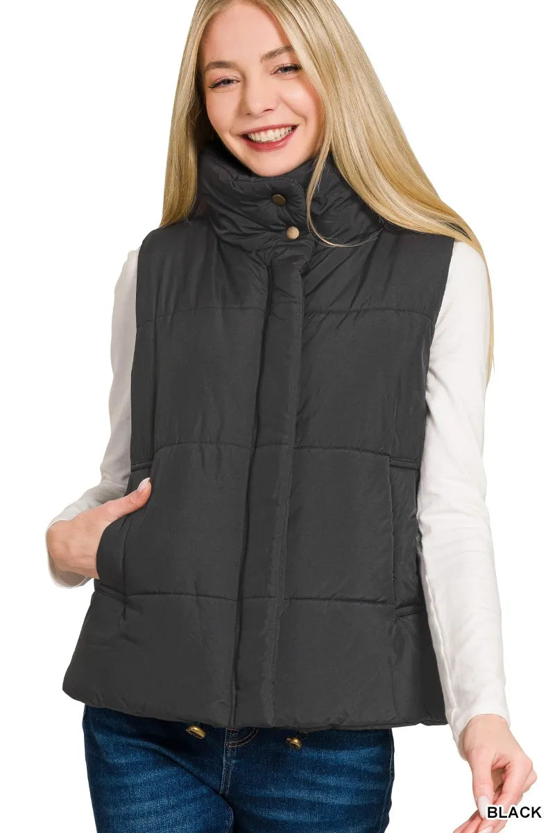 High Neck Zip-Up Vest Coat