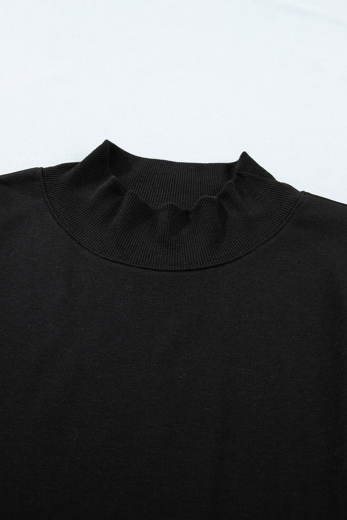 Black Solid Color High Neck Cap Sleeve Loose Top