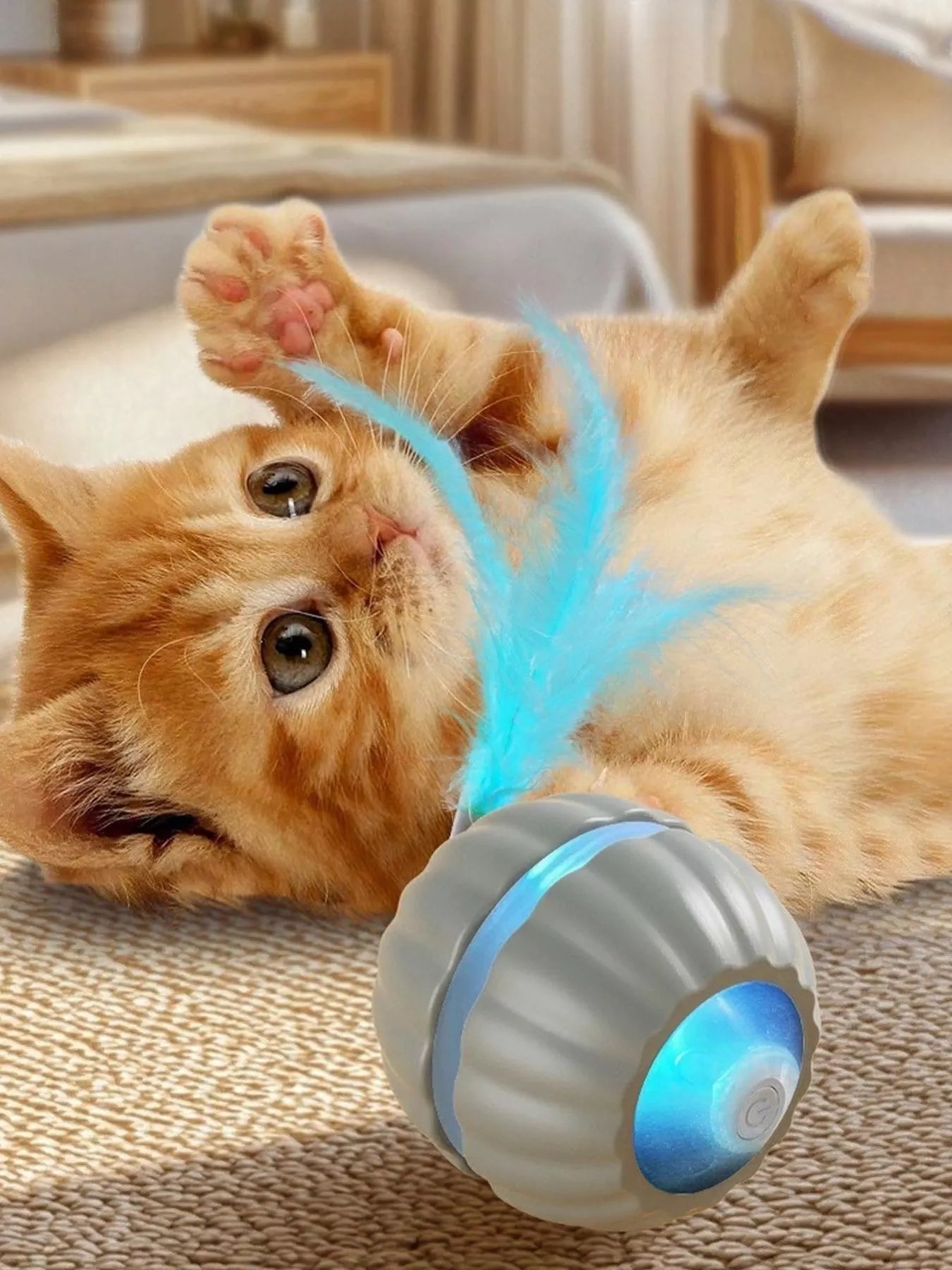 Interactive LED Sound Ball with Feather Teaser - Loving It Shop