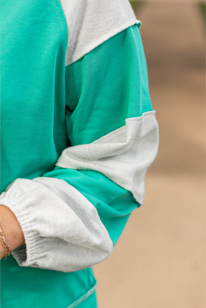 Colorblock Patchwork Cross Seam Plus Sweatshirt
