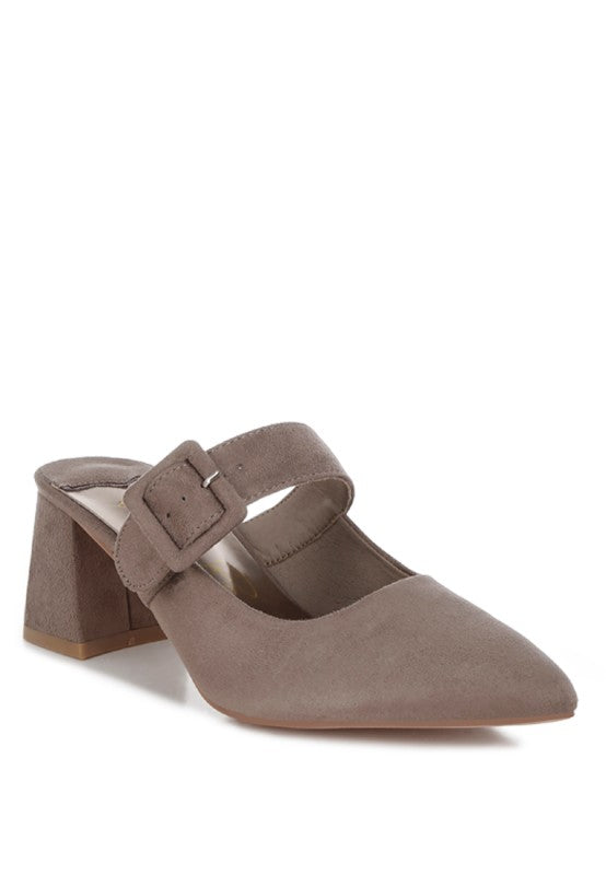 Amapola Buckle Strap Detail Microfiber Mules