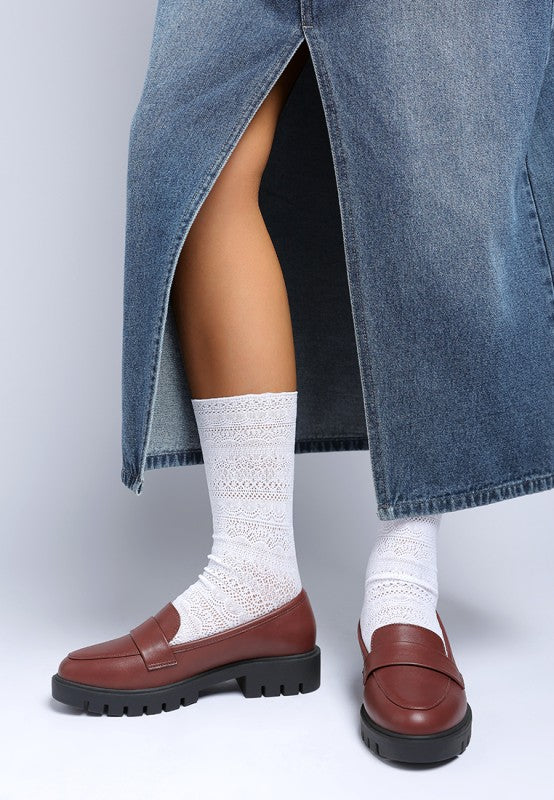 Peridot Faux Leather Chunky Loafers