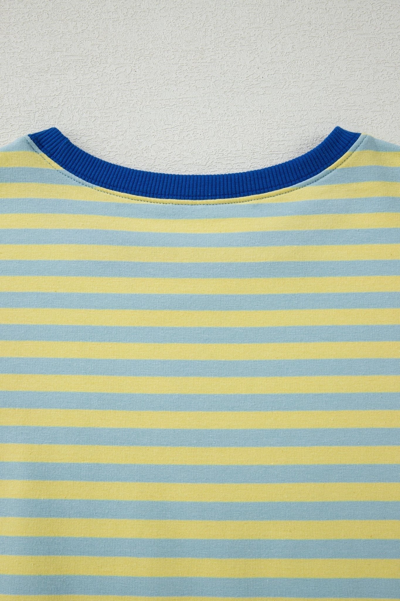 Yellow Stripe Drop Shoulder Boxy Casual Terry Short Set - Loving It Shop