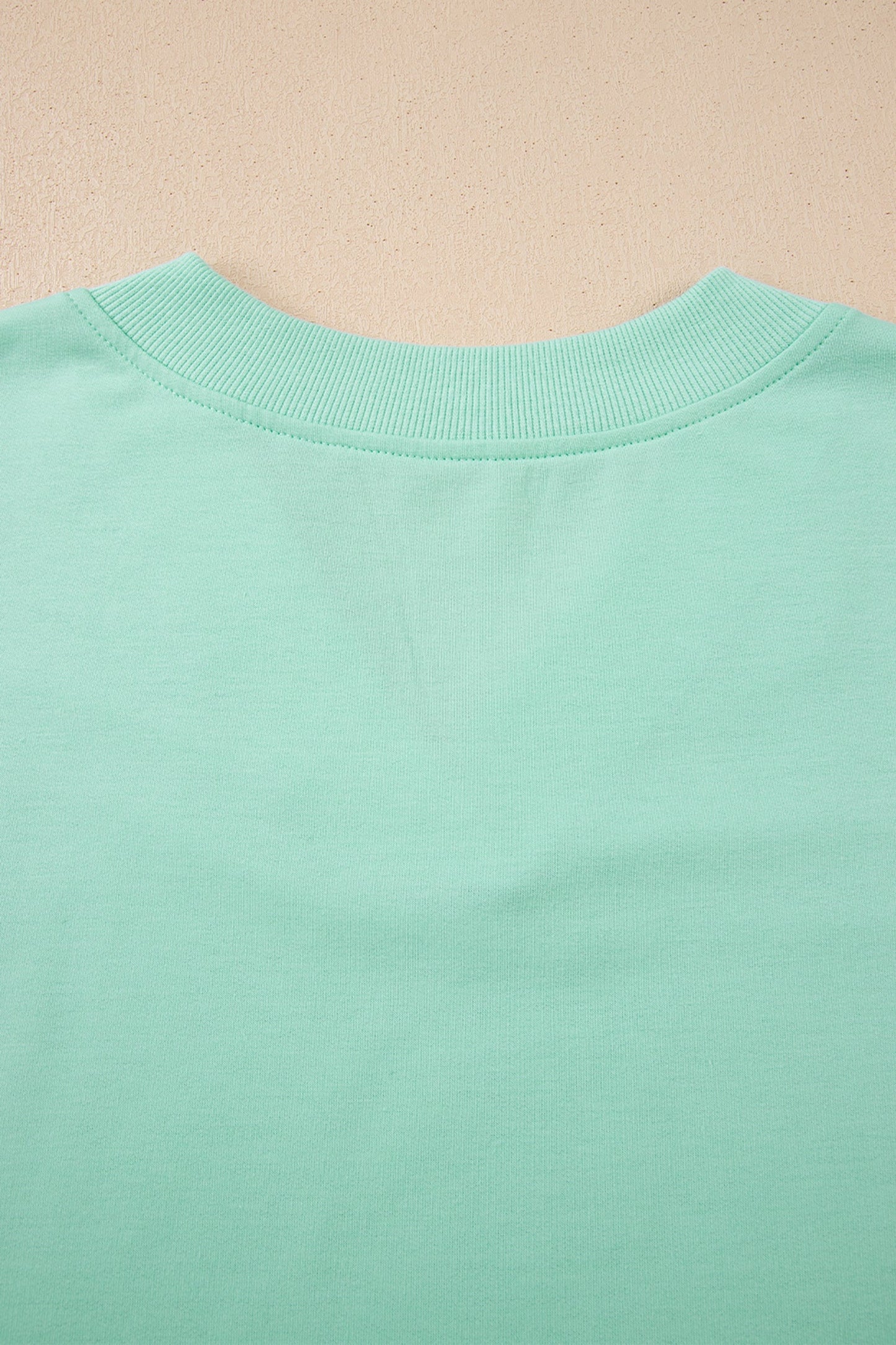 Mint Green Solid Color V Neck Tee Drawstring Pant Set